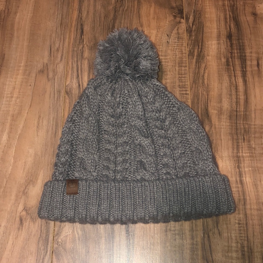 Gray Timberland Pom Knit Hat